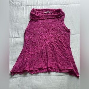 Snoskins Pink Textured Knit Sleeveless Cowl Tunic Tank Top Large Lagenlook Chic